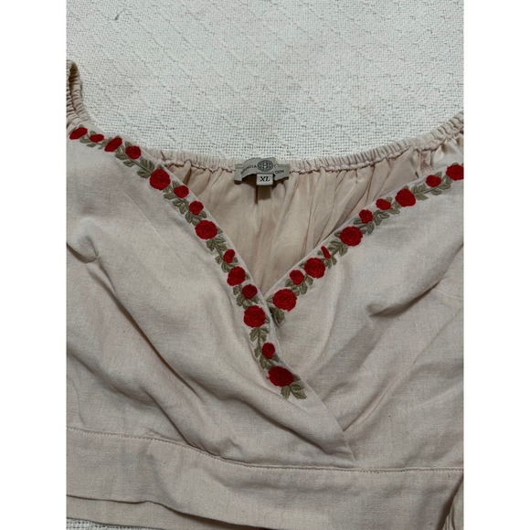 Herencia Collection Top Womens S Cream Embroidered Rosalinda Crop Square Neck XL - Picture 3 of 10